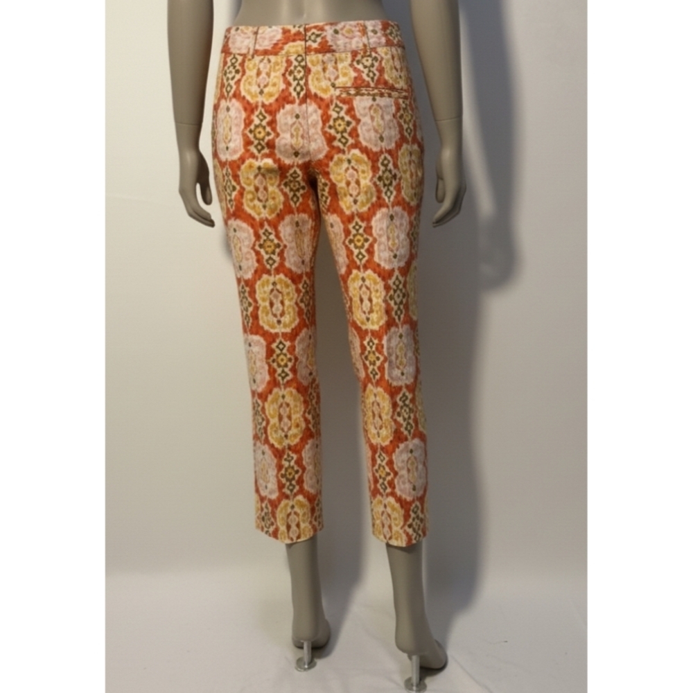 Talbots Floral Stretch Pants in Orange and Cream, 8, GUC ✔️